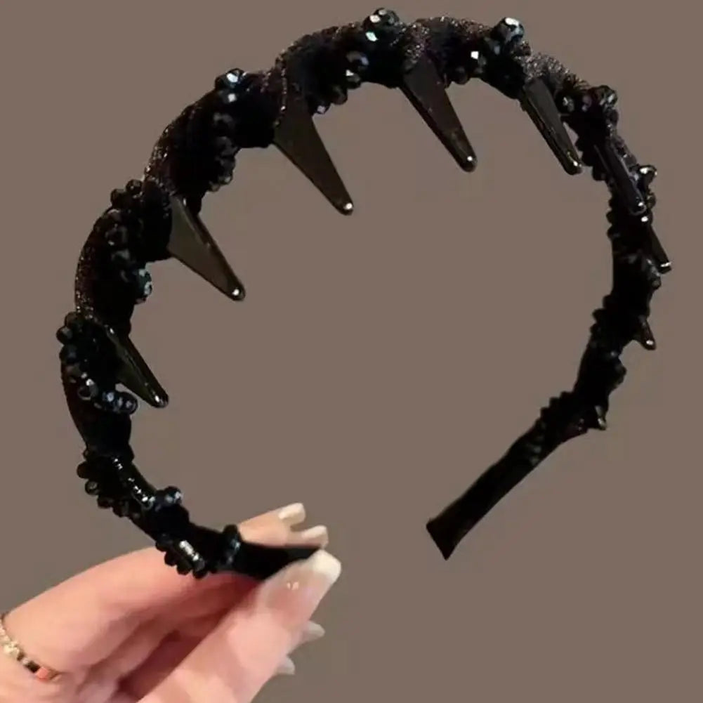 Women Beaded Wrap Headband Wash Face Toothed Non-slip Hair Hoops