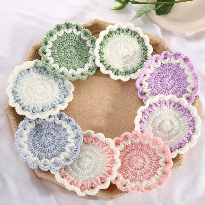 Wave Lace Coaster Simple Fashion Cute Flower Knitted Coasters