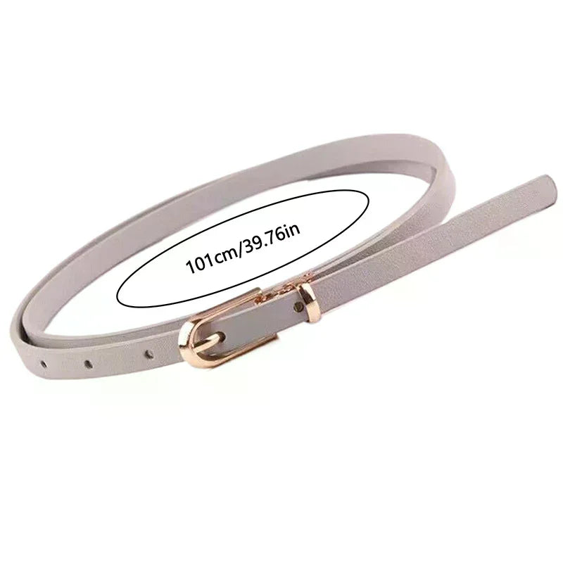 Fashion Black White Gray Women Belts Thin Skinny Waistband Pin Buckle