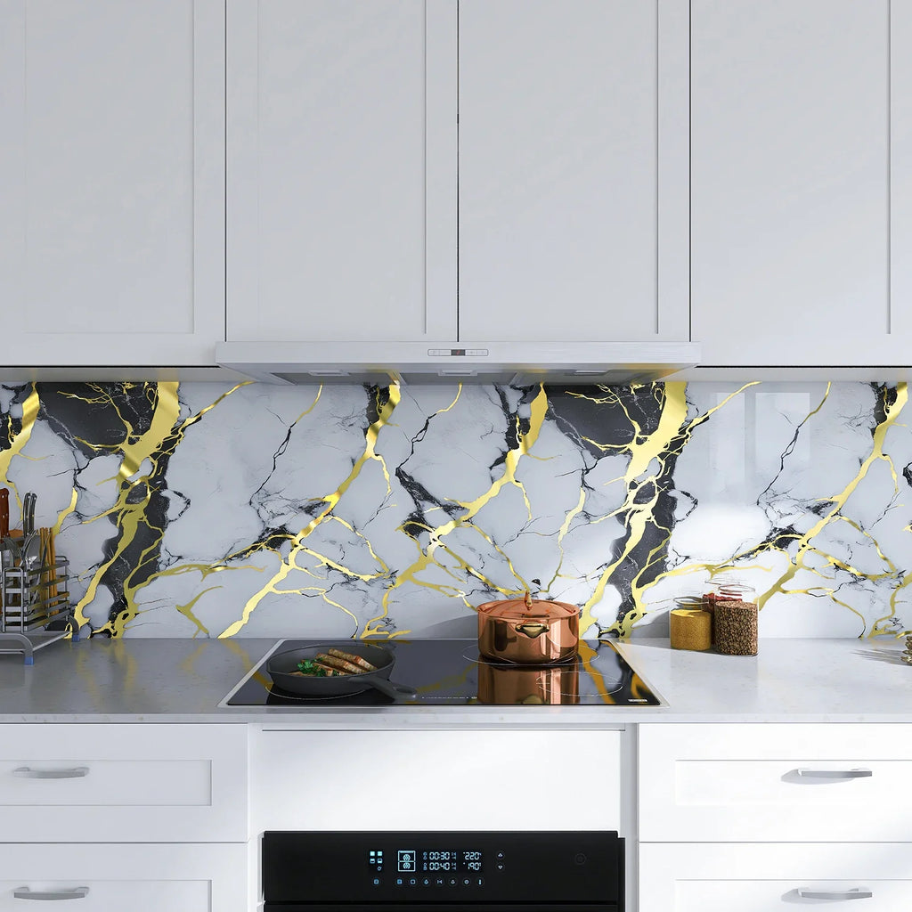 Marble Self-Adhesive Wall Sticker – Waterproof PVC Kitchen