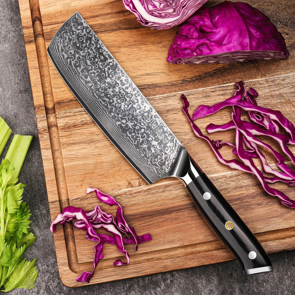 Sunnecko 7" Nakiri Knife – 73-Layer Damascus VG10 Steel