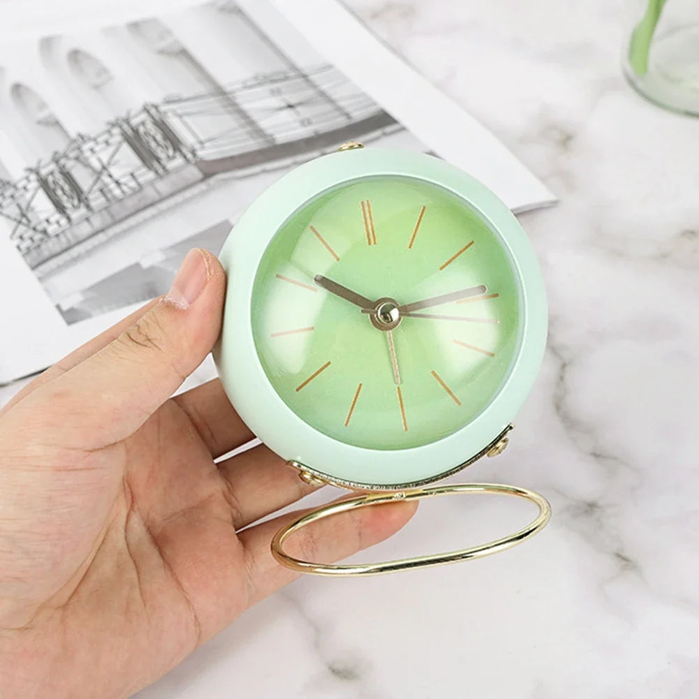 Silent Analog Alarm Clock with Night Light – Compact & Portable