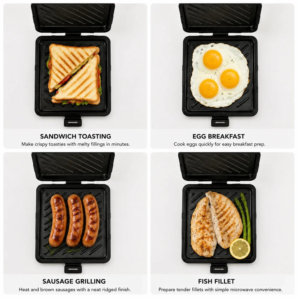Microwave Sandwich Maker & Toastie Grill Pan with Silicone Mitts