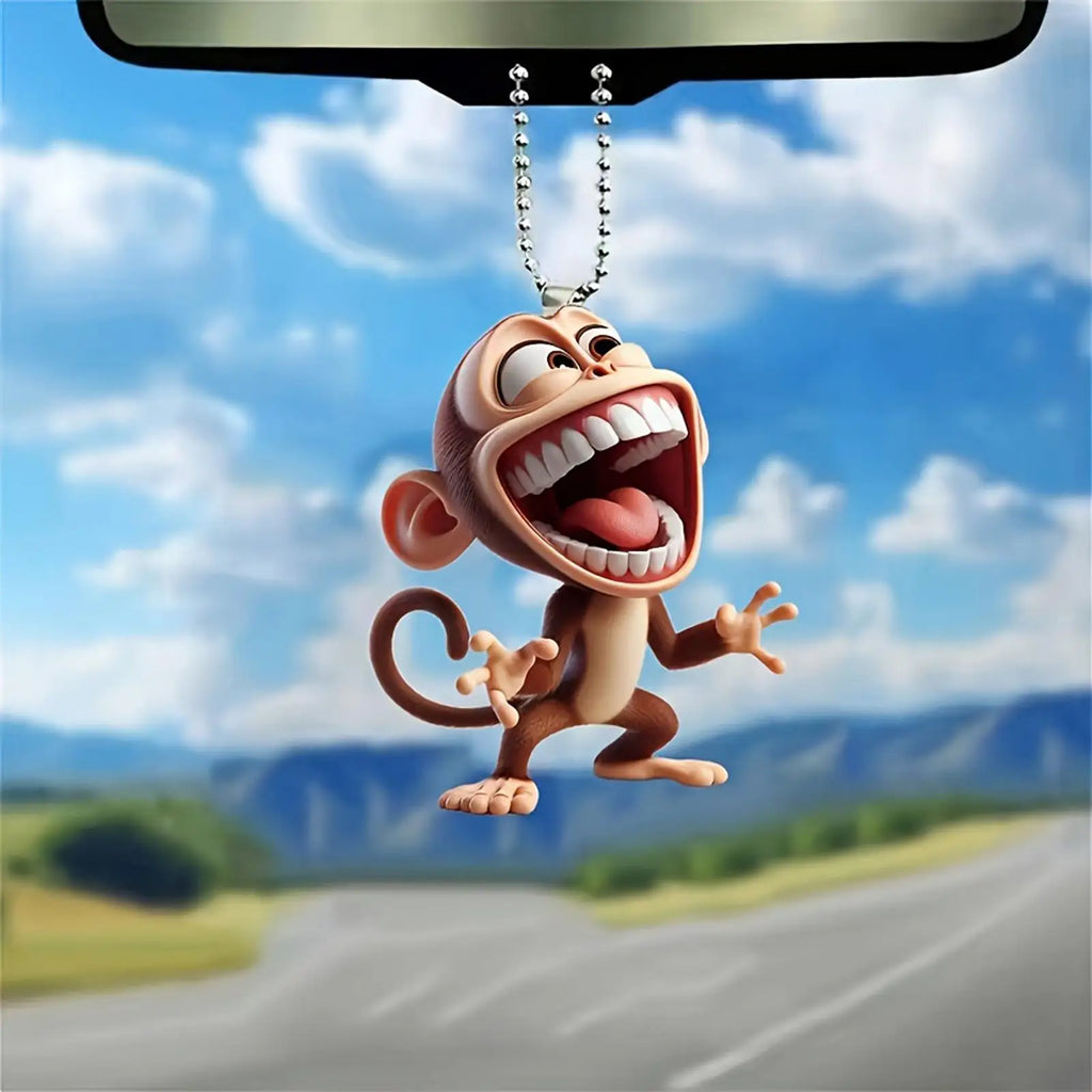 2D Acrylic Monkey Pendant – Car Charm, Keychain & Backpack Tag