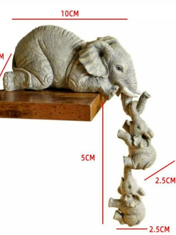 3-Piece Elephant Figurines Set – Resin Animal Home Décor Gift