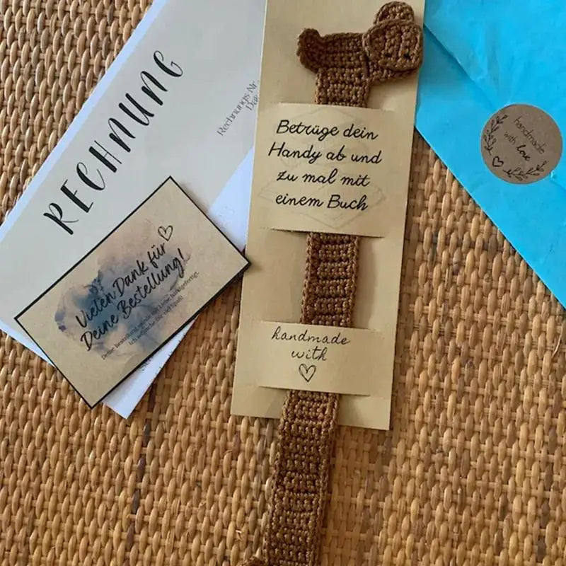 Crochet Bookmarks Knitted Brown Dog Bookmark Beautiful Animal Book