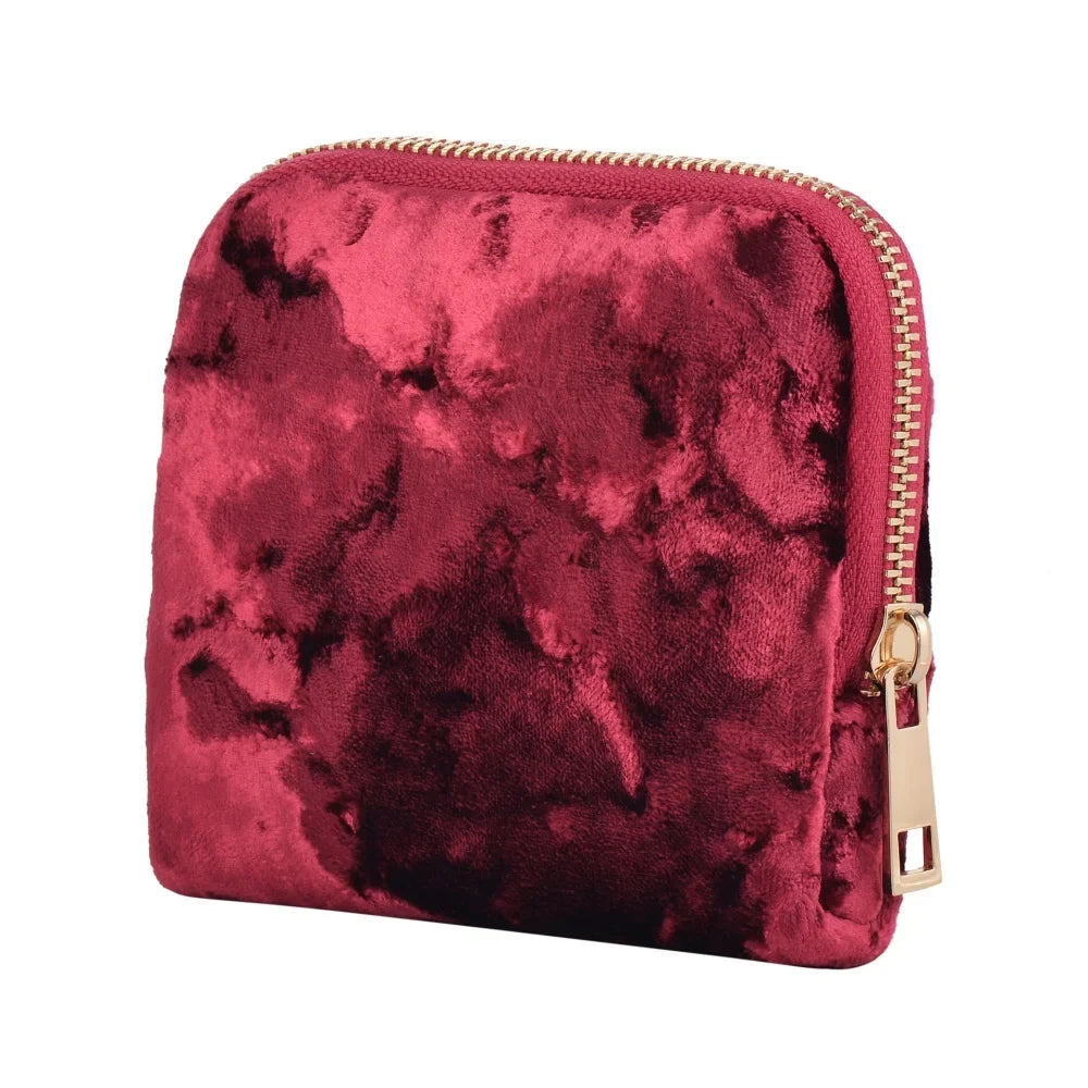 Velvet Jewelry Bag Women Travel Case Multiple Compartments Zipper