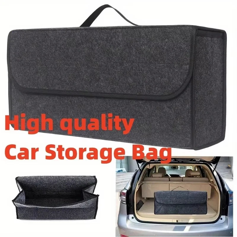 Foldable Car Trunk Organizer – Felt Storage Box with Compartments