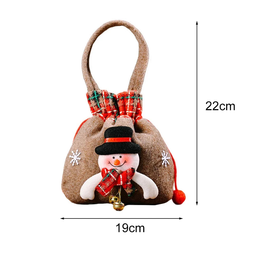Christmas Santa Sack Cloth Gift Bag with Handle | Holiday Candy Bag