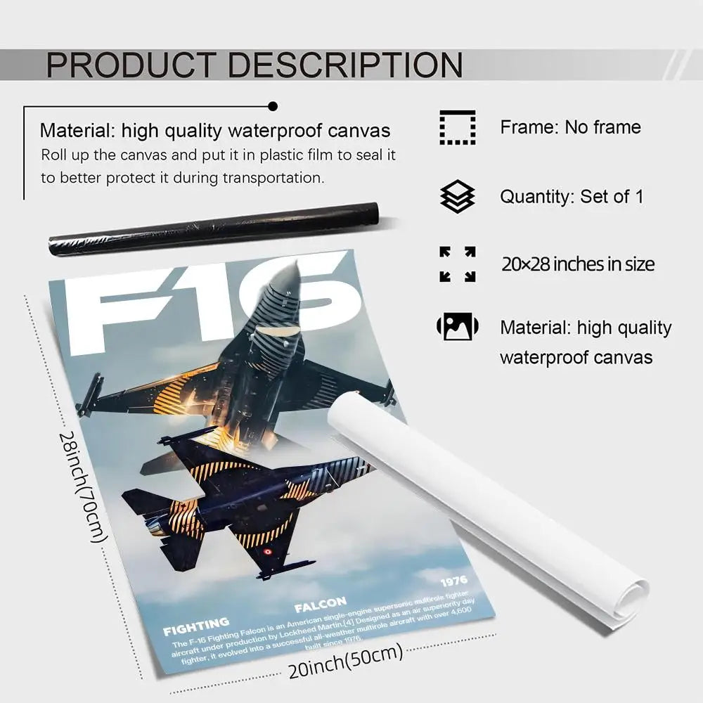 F-16 F-22 F-35 Fighter Jet Canvas Wall Art | Unframed Poster