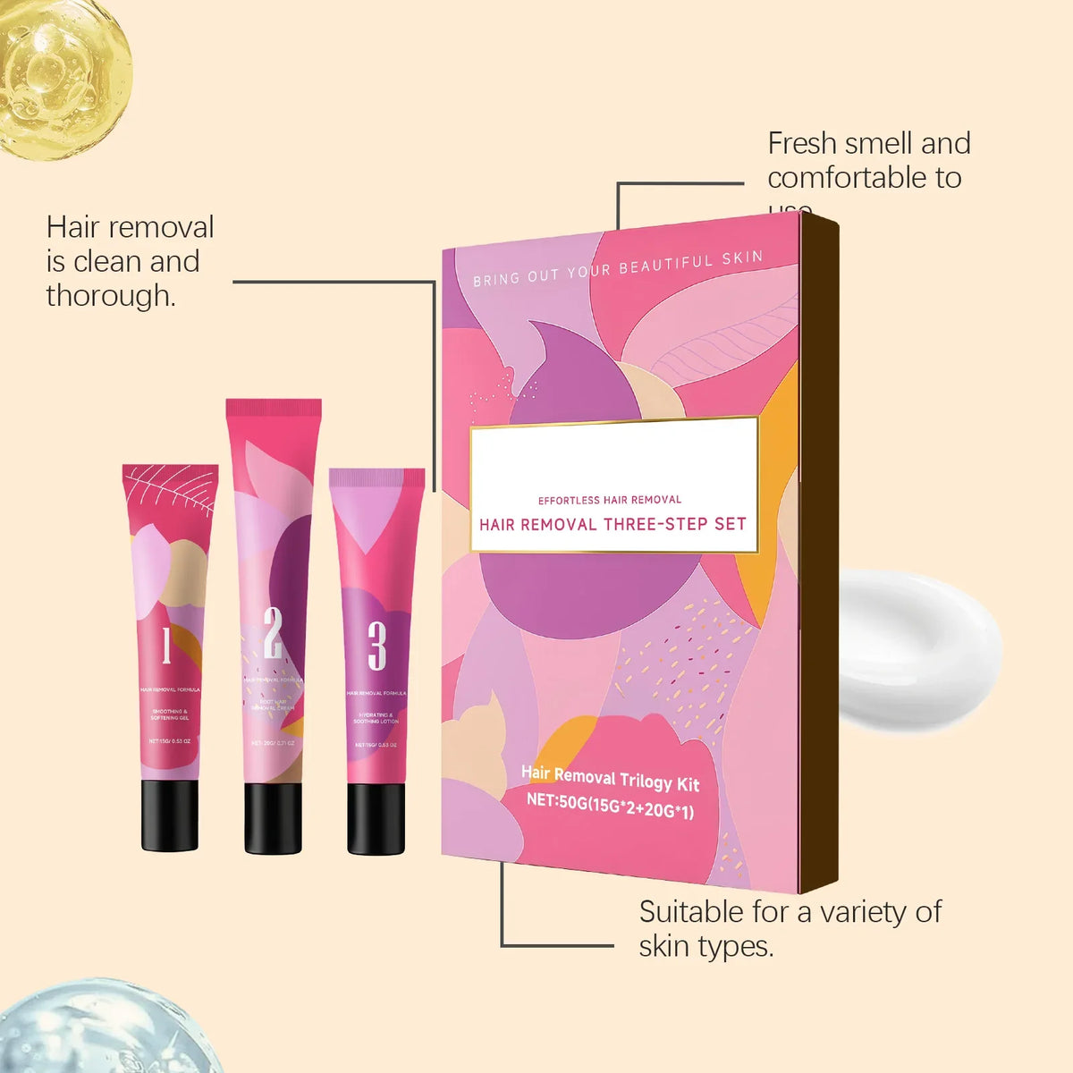 Women's Facial Hair Removal Kit – Depilatory Cream & Soothing Gel