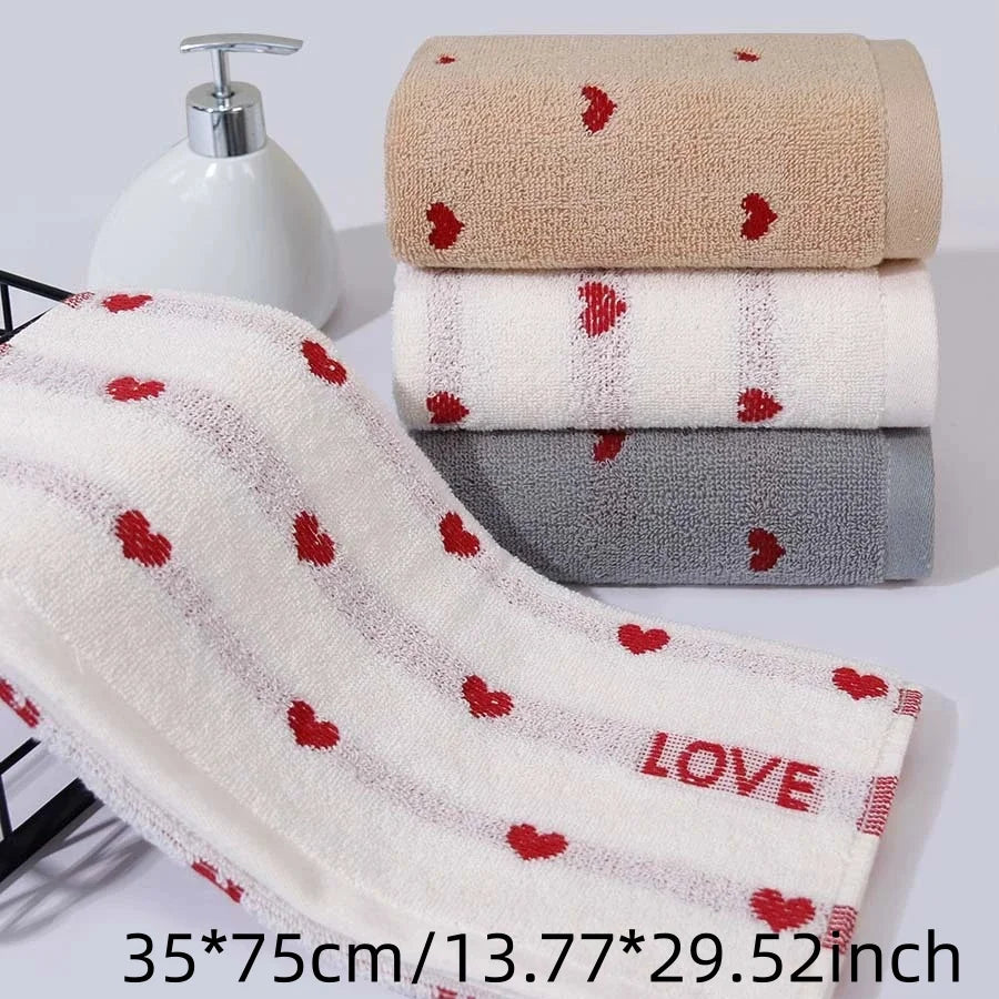 Soft Quick-Dry Cotton Face Towel | Heart Pattern Fingertip Towel
