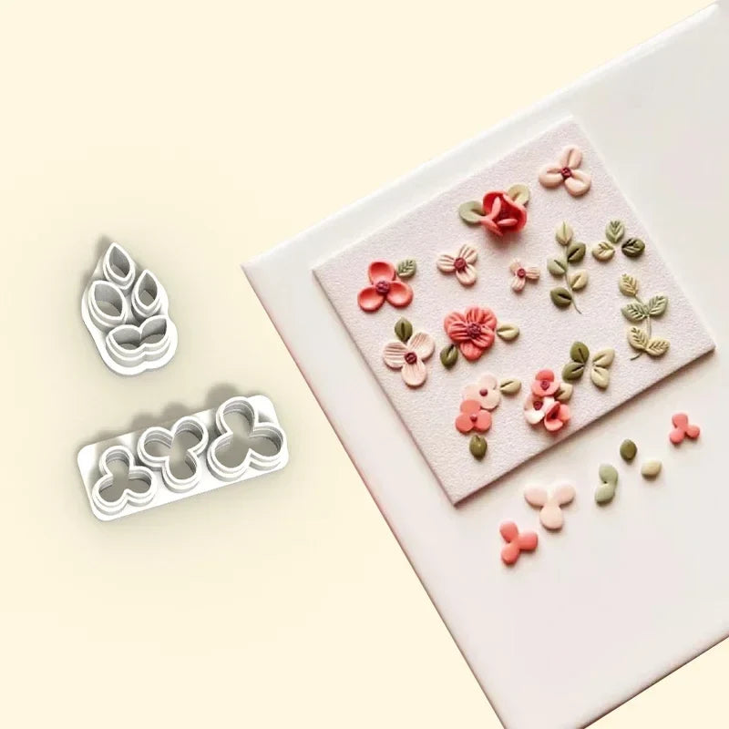 3-Piece Mini Flower & Leaf Clay Cutters for DIY Jewelry Making