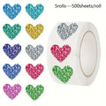 Glitter Heart Stickers Roll – 500 Sparkly Self-Adhesive Hearts