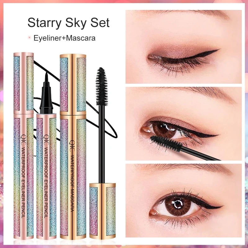 QIC 5D Fiber Mascara & Liquid Eyeliner Set – Waterproof