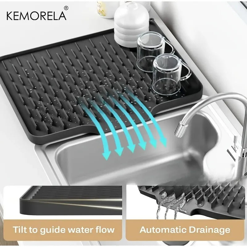 KEMORELA Silicone Drain Mat – Kitchen Countertop & Sink Mat