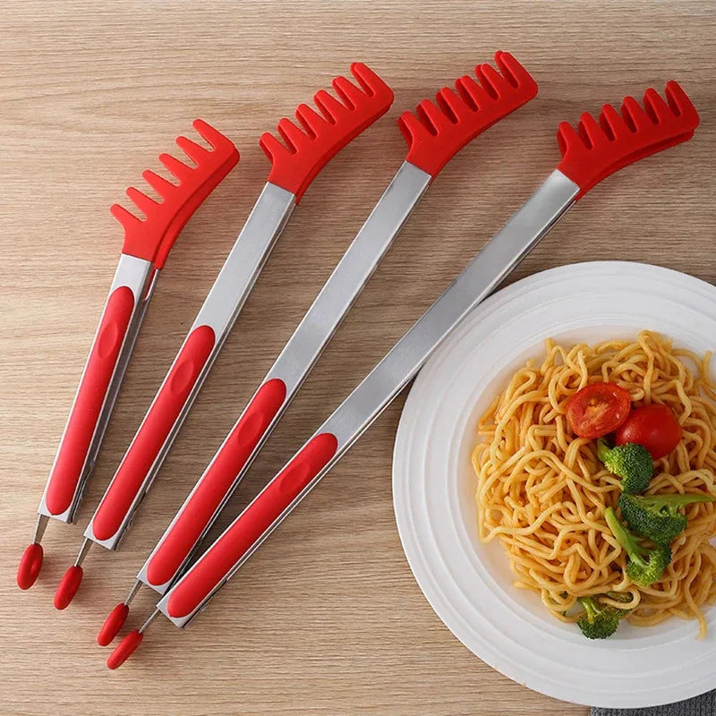 Stainless Steel Silicone Food Tongs – Heat Resistant BBQ Kitchen Clip