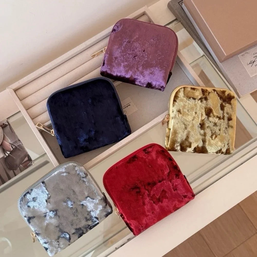 Velvet Jewelry Bag Women Travel Case Multiple Compartments Zipper