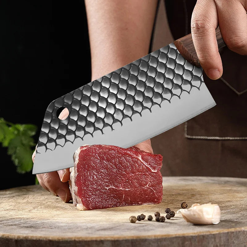 InLeung Forged Steel Cleaver Chef's Knife – Wood Handle