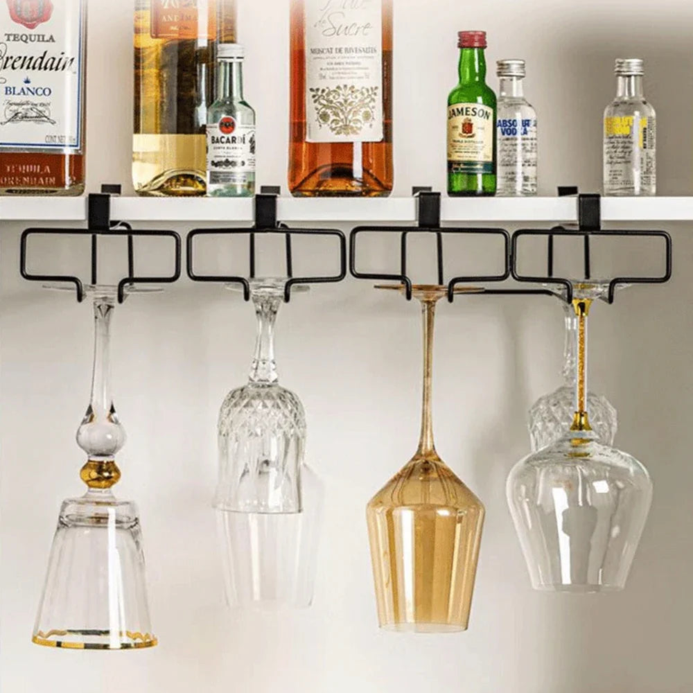 Hanging Wine Glass Rack – Wall-Mounted Iron Stemware Holder
