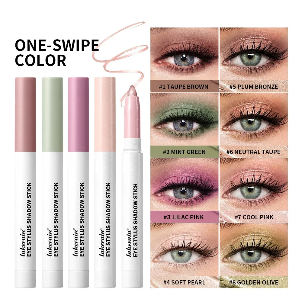 Lakerain 10-Color Eyeshadow Sticks – Shimmer, Matte & Glitter
