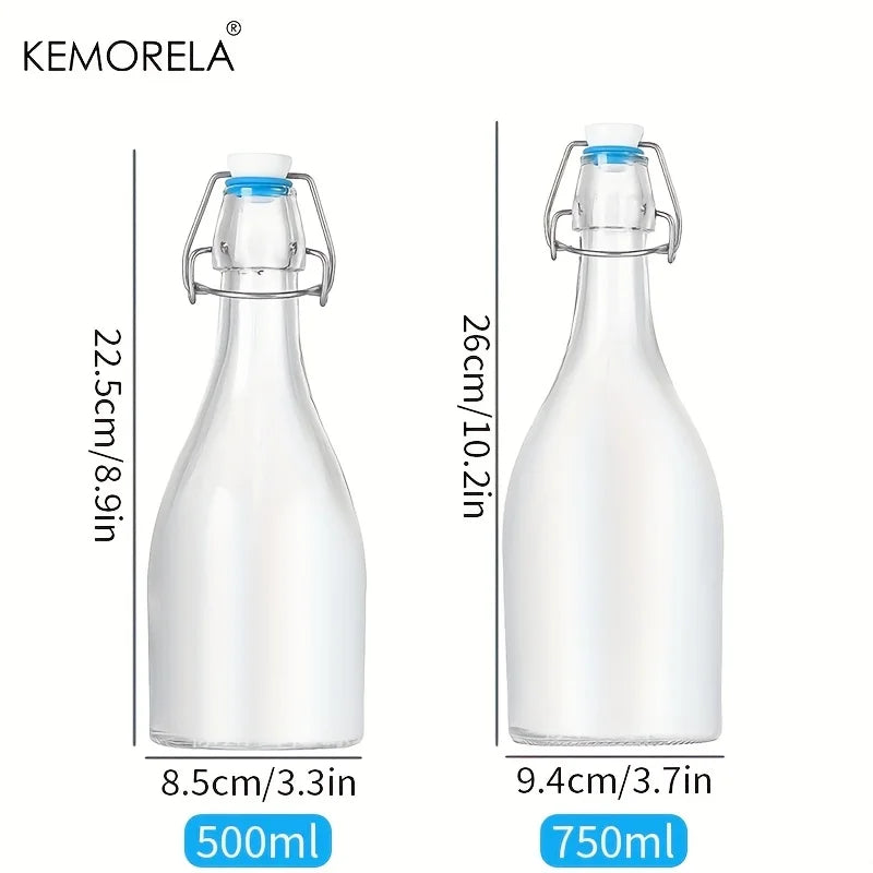 Frosted Glass Bottle 500ml/750ml – Airtight Flip Lock Brewing Jar