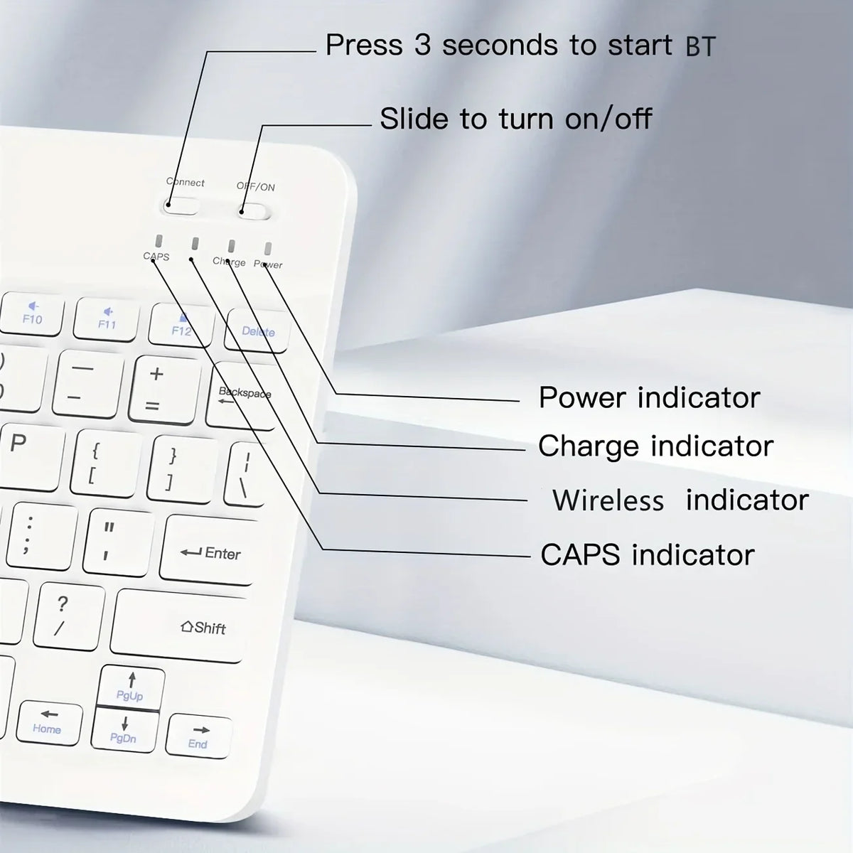 Ultra-thin Wireless Keyboard 10-inch Bluetooth-compatible Type-c