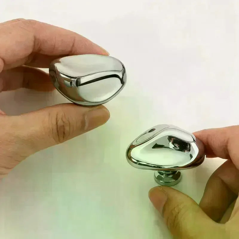 Silver Zinc Alloy Single Hole Cabinet Drawer Handle | Modern Style