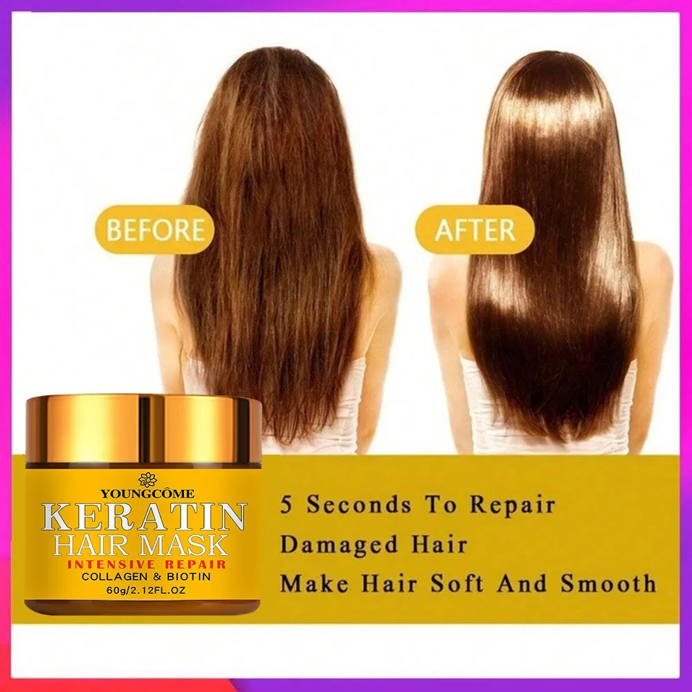 YOUNGCOME Keratin Hair Mask – Biotin, Collagen & Essential Oil