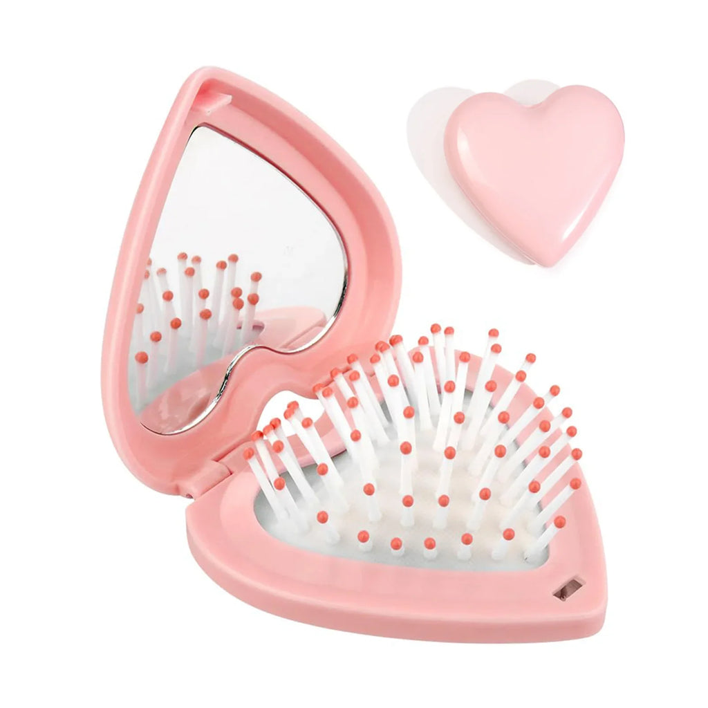 Small Hair Comb Folding Mirror Traveling Portable Massage Women Girl