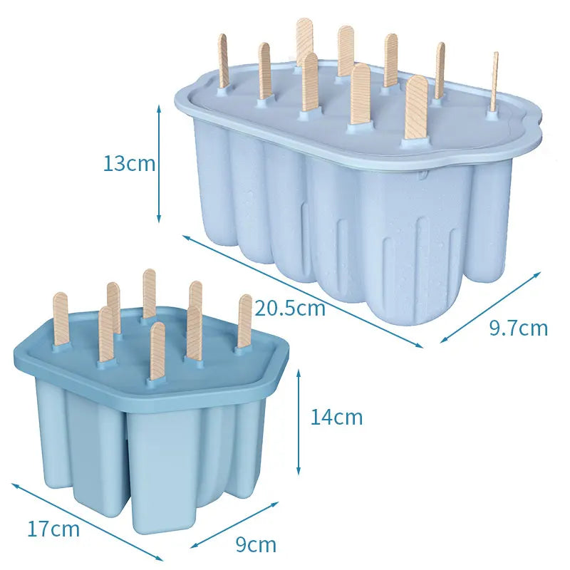 Silicone Popsicle Molds 8/10 Grid Ice Pop Maker + 50 Sticks