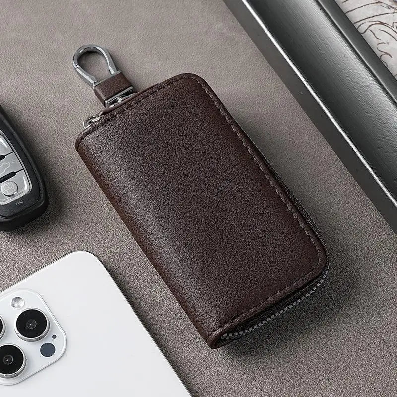 JETTING PU Leather Key Bag – Zipper Organizer for Men & Women