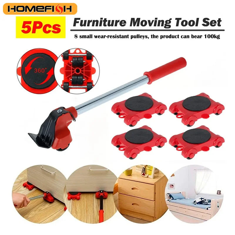 5-Piece Furniture Lifter & Mover Set with Roller Wheels