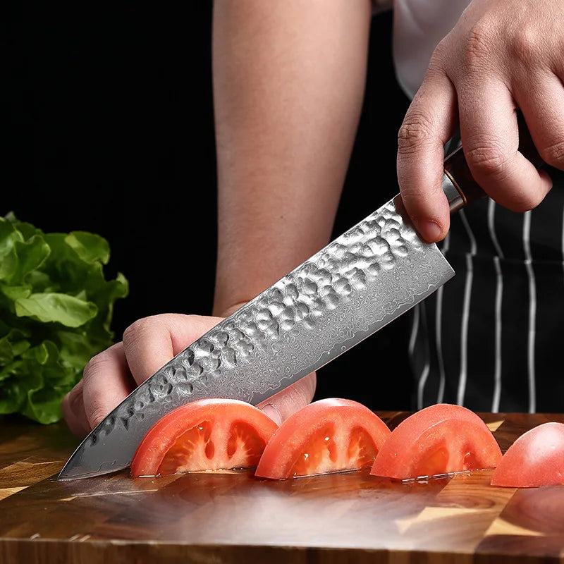 XUAN FENG Damascus Steel Chef Knife – 9" Wood Handle
