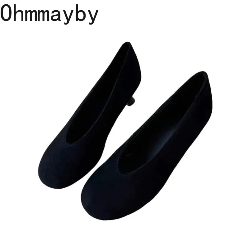 Women's Suede Mary Jane Pumps – Square Heel Slip-On Dress Shoes