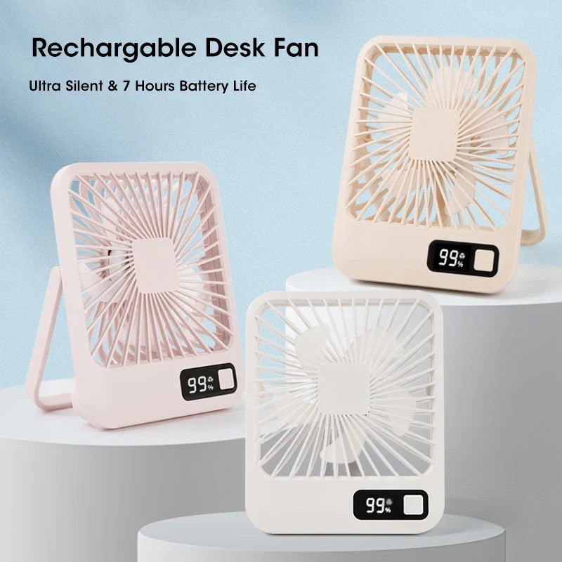 Rechargeable Foldable Desktop Fan | 5-Speed Type-C USB LED