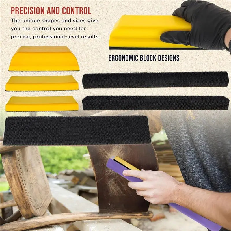 Y51A-Handheld Hook& Loop Sander Pads 7-Piece Hand Sanding Block