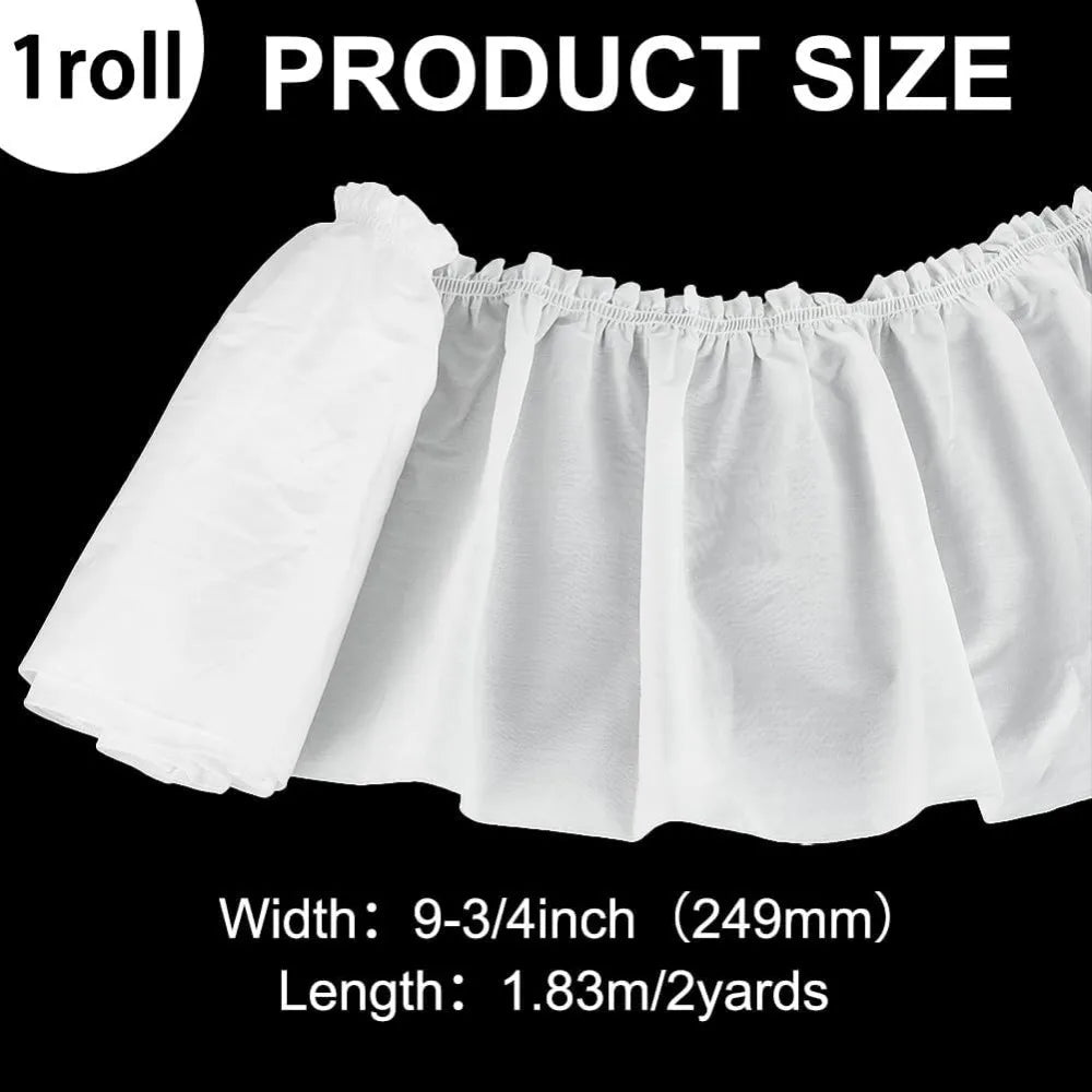 White Pleated Ruffle Lace Trim Ribbon 9¾" Wide – 2 Yards