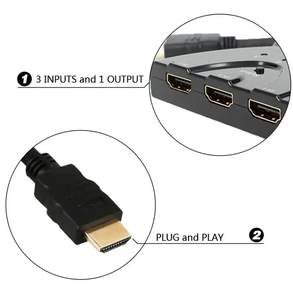 HDMI Switch 3 In 1 Out 4K 1080P for Xbox PS4 PS3 PC TV