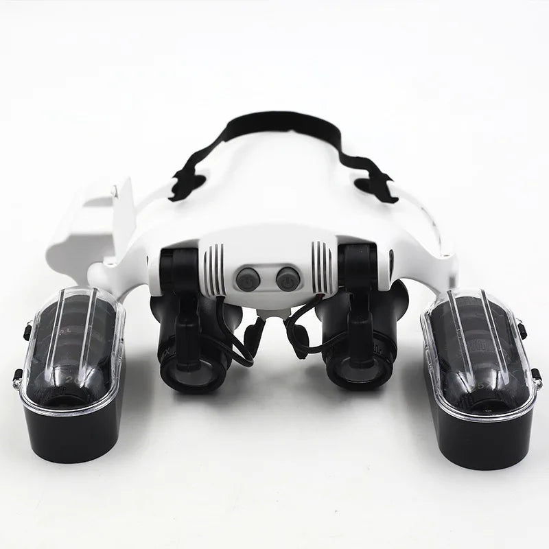 LED Headband Magnifier 10X–25X – Head Loupe with Light