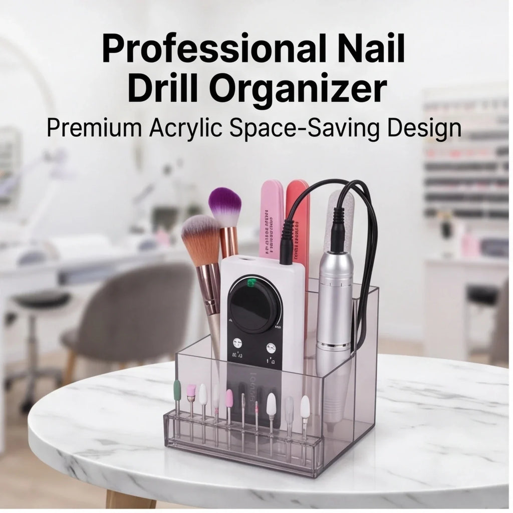Clear Acrylic Nail Display Box Transparent Organizer Drill Bits
