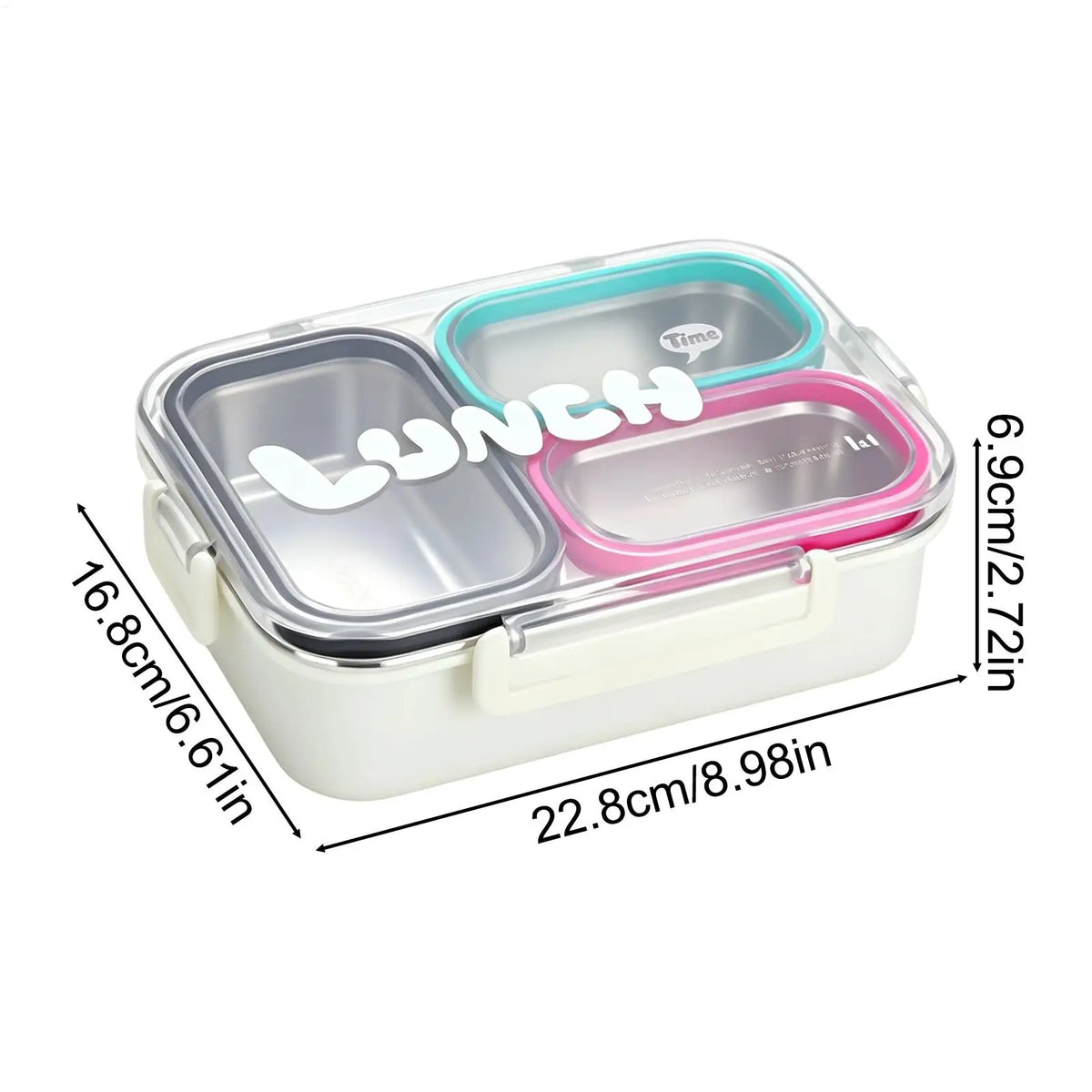 304 Stainless Steel Lunch Box – 3-Compartment Leakproof Bento