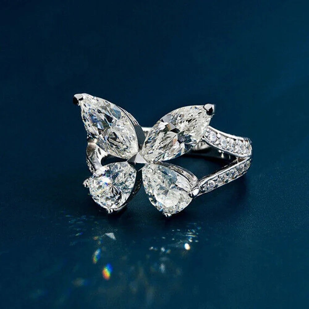 Huitan Butterfly Cubic Zirconia Ring for Women | Wedding Jewelry