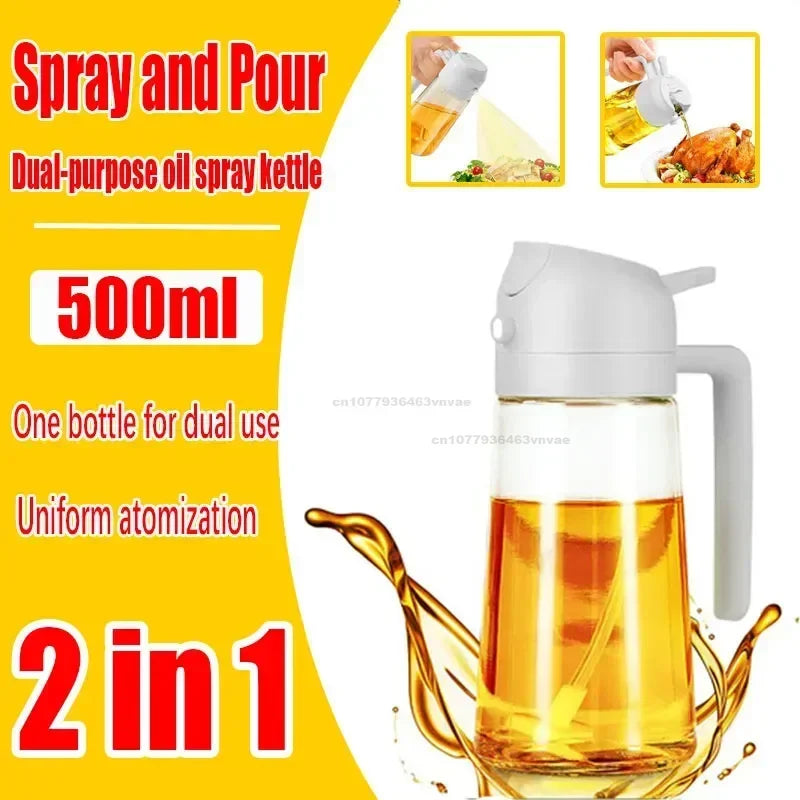 2-in-1 Oil Spray Bottle & Dispenser – 500ml Kitchen Sprayer