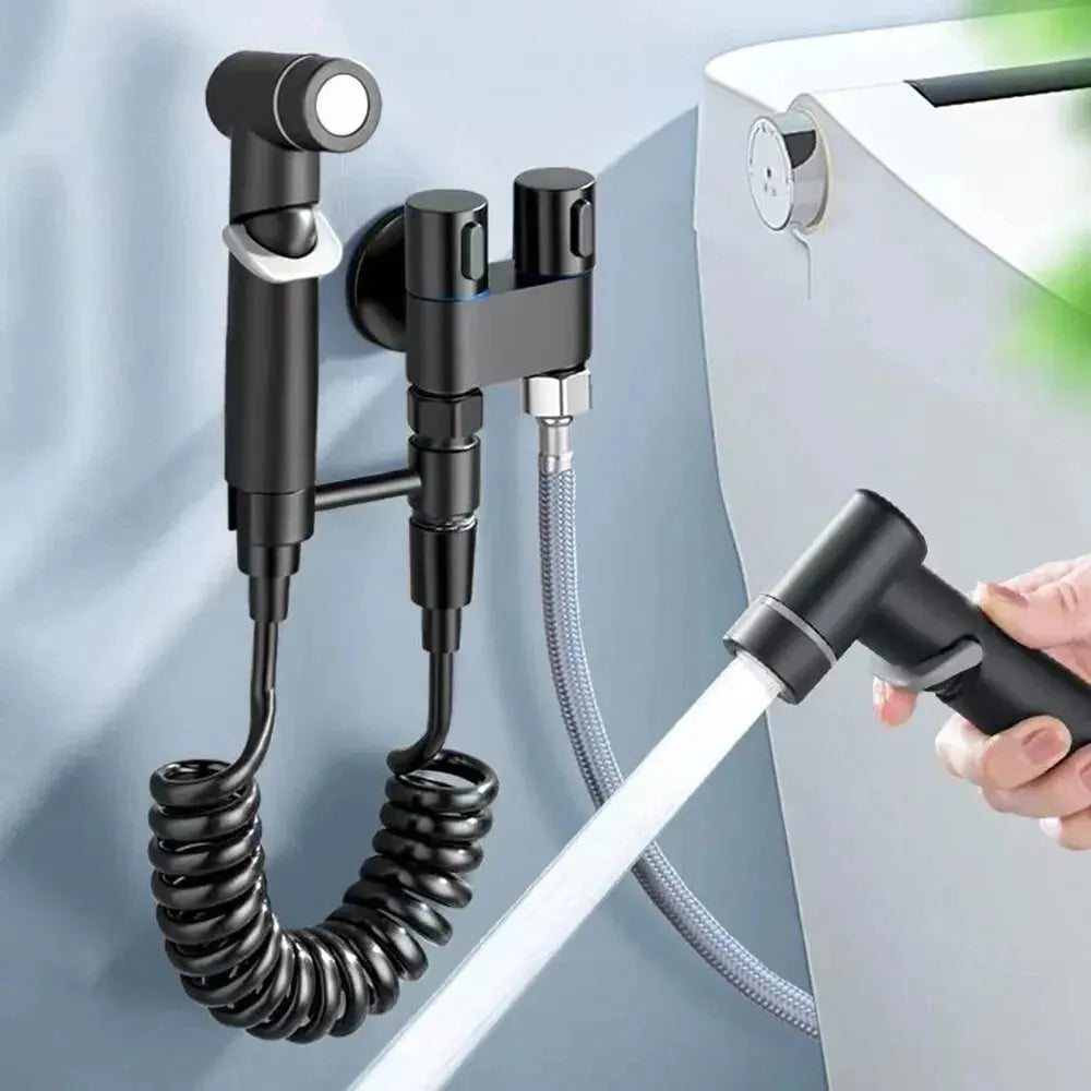 Wall Mount Toilet Bidet Sprayer Set – Zinc Alloy 1 In 2 Out