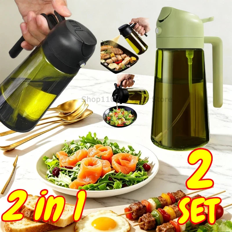 2-in-1 Oil Sprayer & Dispenser Bottle 470ml | Air Fryer & BBQ