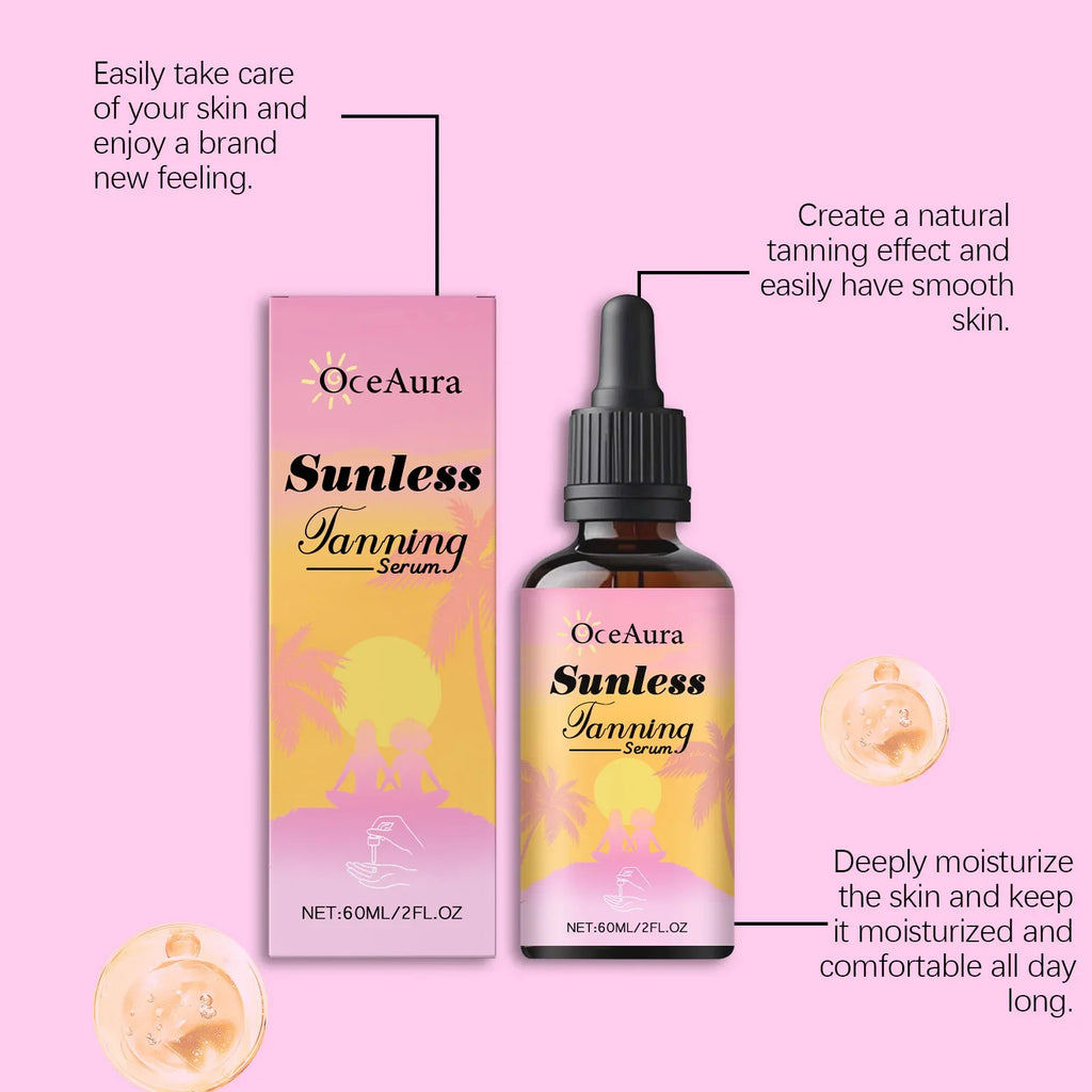 OceAura Sunless Tanning Drops – Natural Self Tanner Serum 60ml