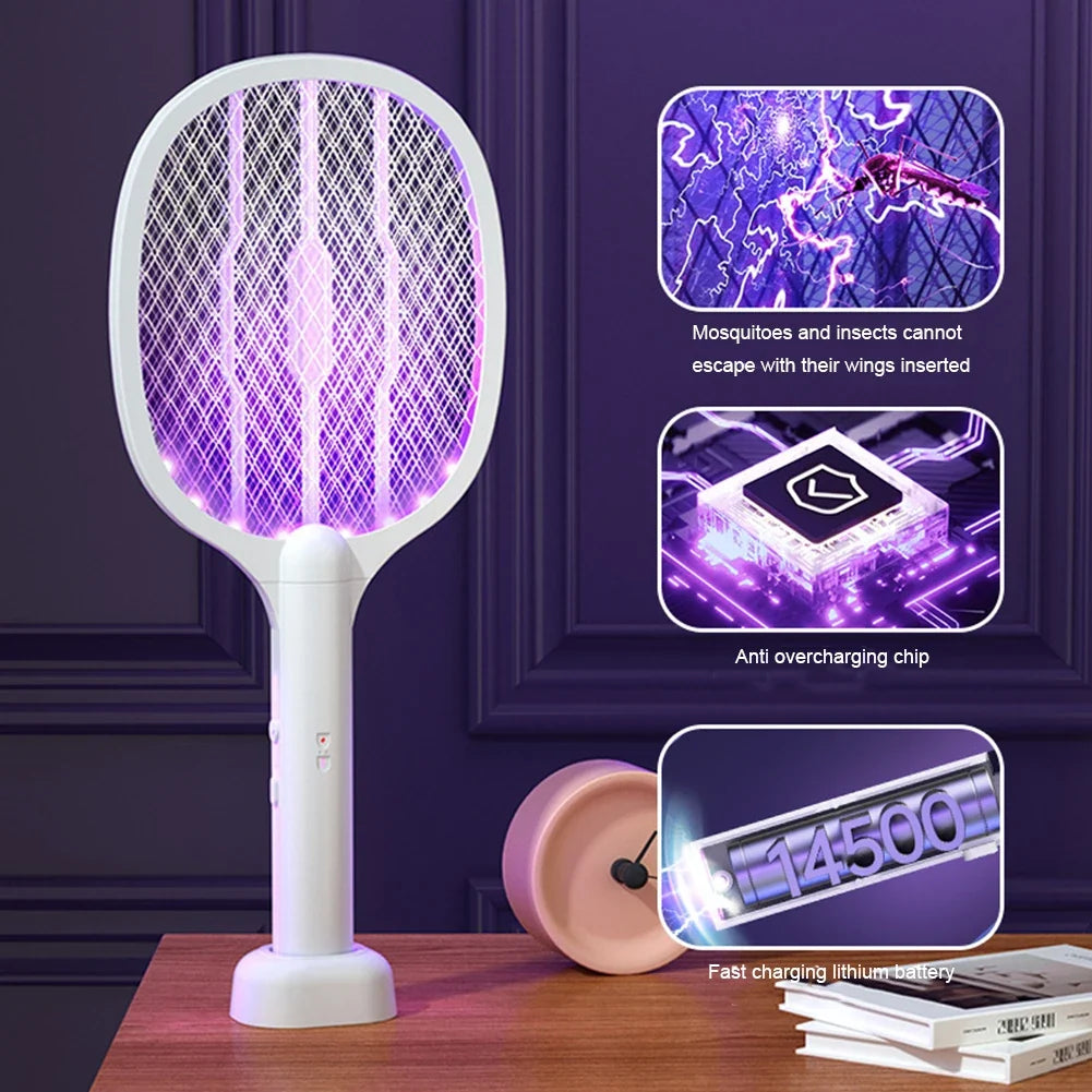 2-in-1 Electric Mosquito Swatter Killer USB Rechargeable Angle