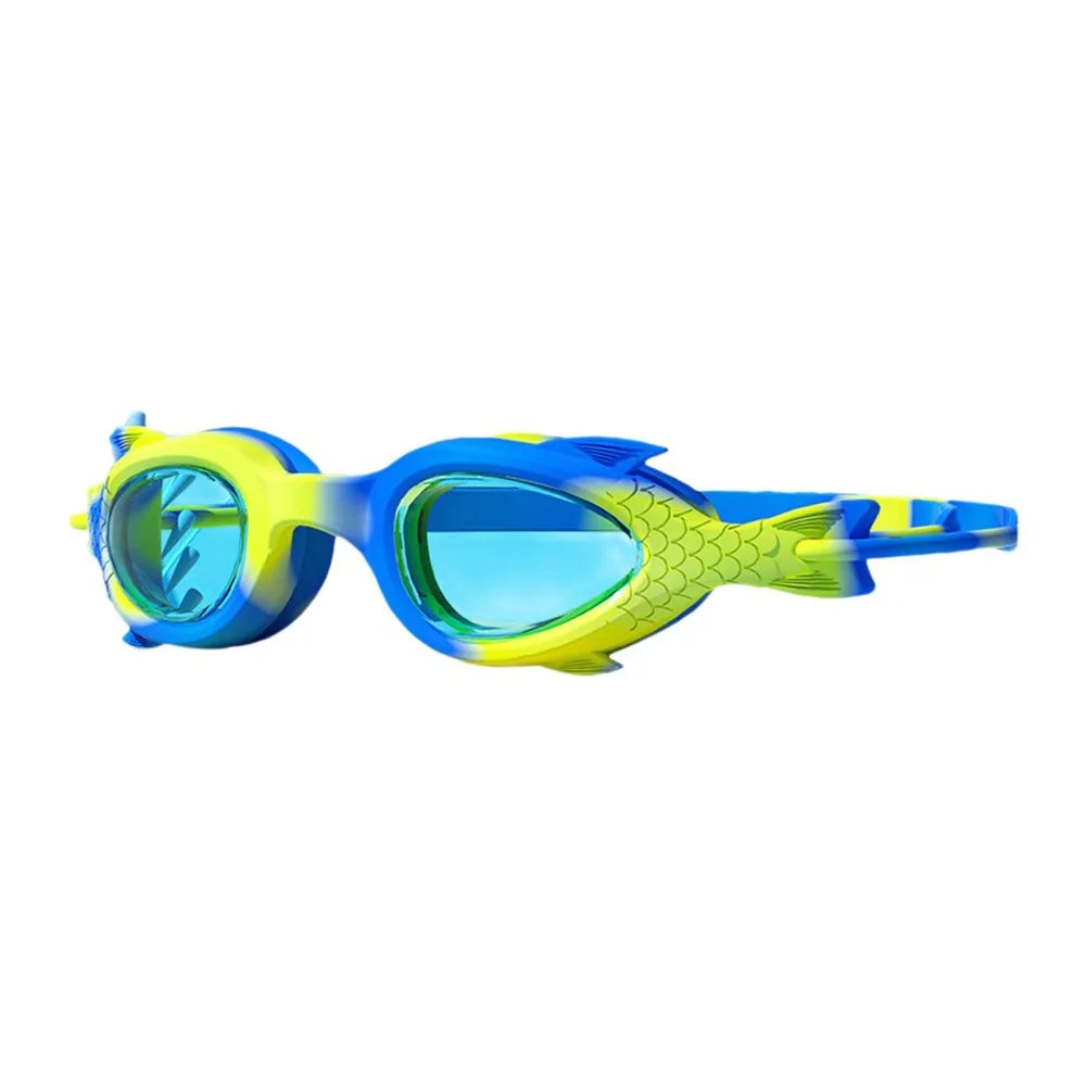 Kids Anti-Fog Swimming Goggles – Fish Shape Silicone, Ages 3–14