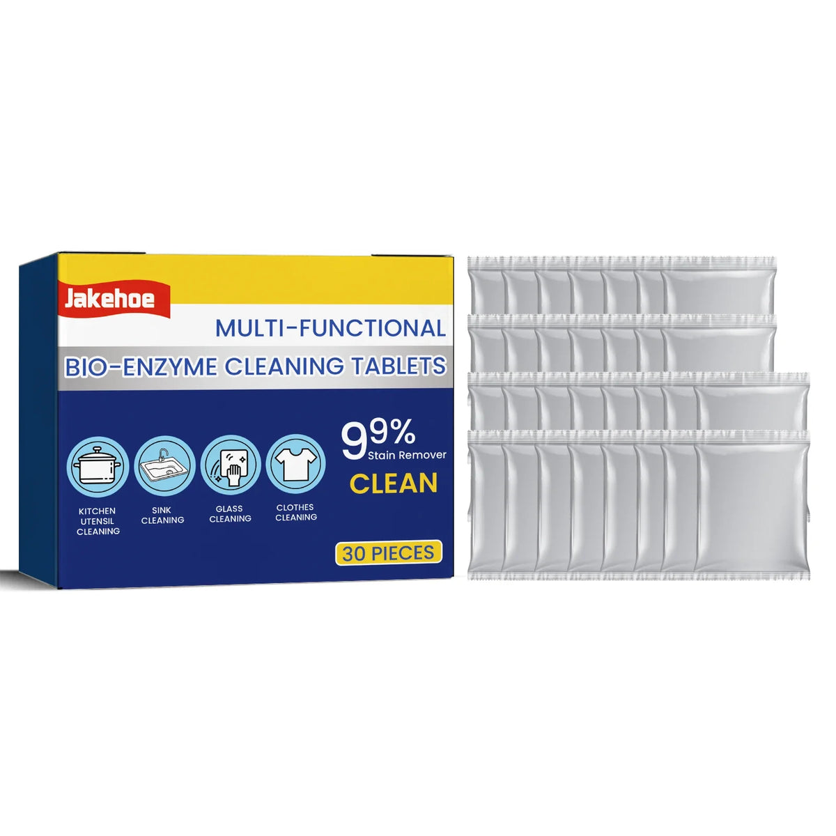 Bio-Enzyme Cleaning Tablets – Rust, Grease & Stain Remover 30pc